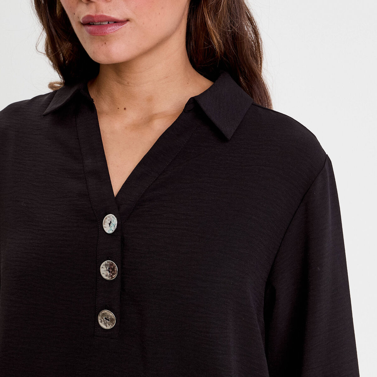 Blouse manches longues noir femme