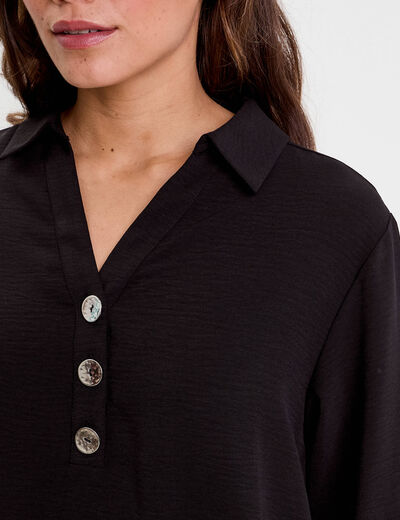 Blouse manches longues noir femme