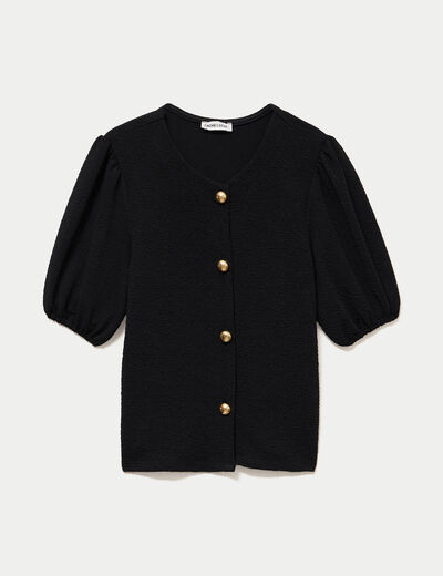 Blouse droite manches courtes noir femme