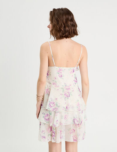 Robe évasée volants blanc femme