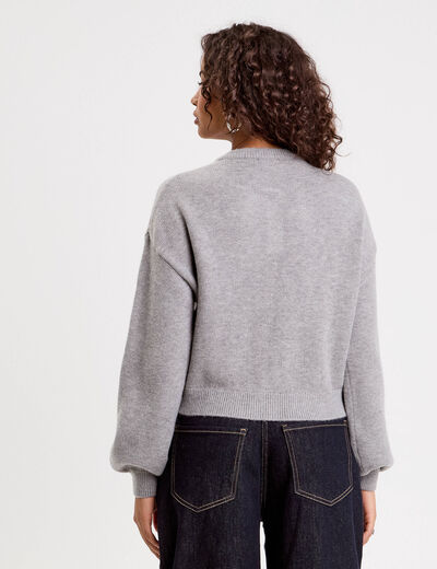 Gilet manches longues gris foncé femme