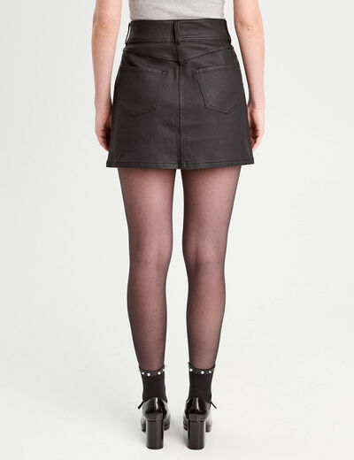 Jupe droite enduite denim noir enduit femme