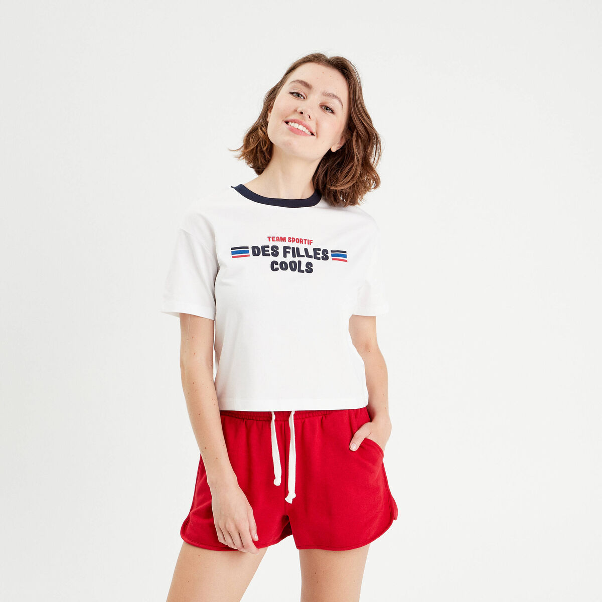 T-shirt manches courtes blanc femme