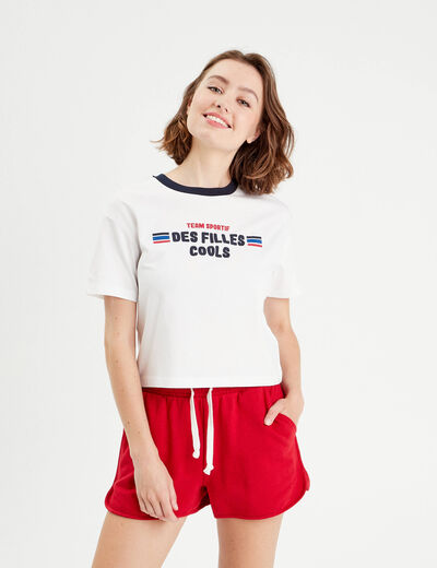 T-shirt manches courtes blanc femme