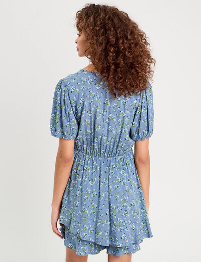 Combishort avec volants bleu foncé femme