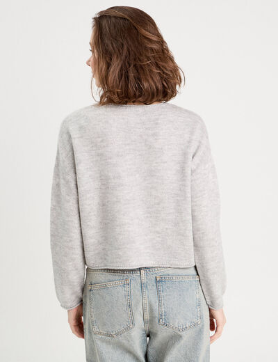 Pull manches longues gris clair femme