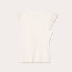 T-shirt côtelé manches courtes ecru femme