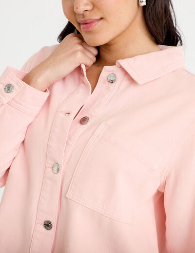 Surchemise oversize col classique rose clair femme