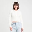 Gilet manches longues cropped ecru femme