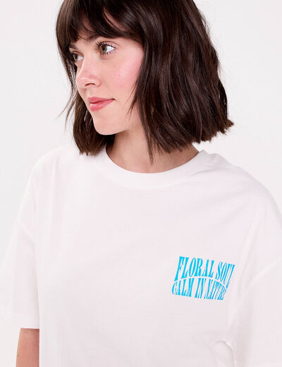 Top oversize manches courtes longues ecru femme