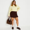 Pull col montant manches longues jaune clair femme