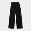 Pantalon large taille haute en maille noir femme