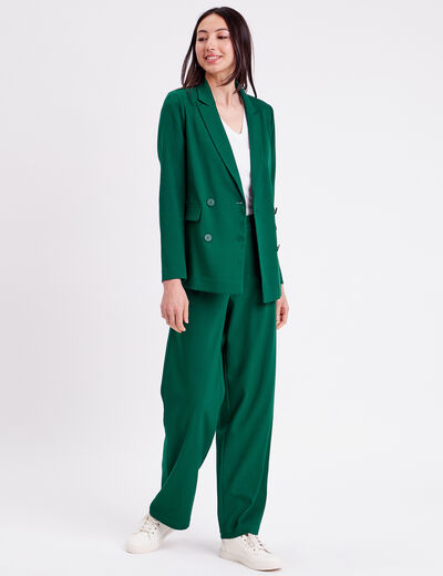 Veste esprit blazer droite vert foncé femme