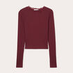T-shirt cropped côtelé prune femme