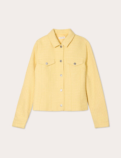 Veste tweed boutonné jaune clair femme
