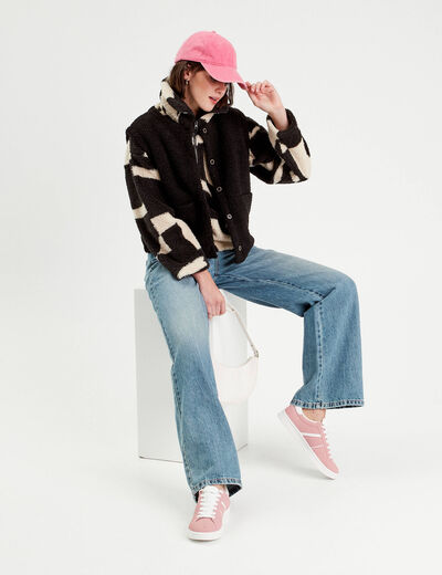 Sweat col camionneur blanc femme