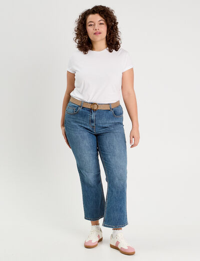 Jeans flare ceinturé denim double stone femme
