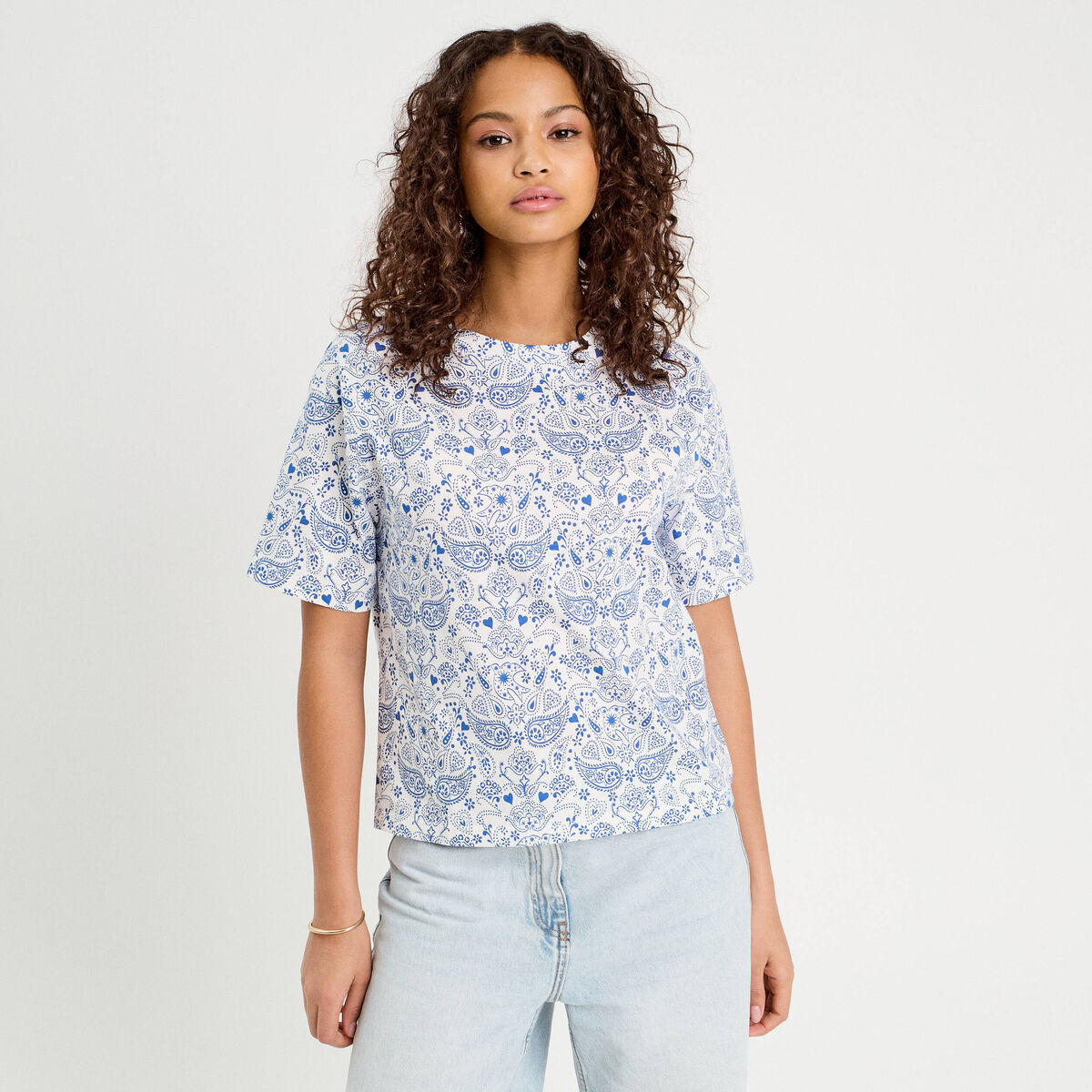 T-shirt manches courtes blanc femme