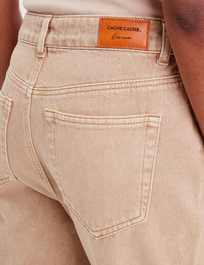 Jeans mom taille haute sable femme