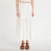Jupon long &eacute;vas&eacute; avec broderie blanc femme