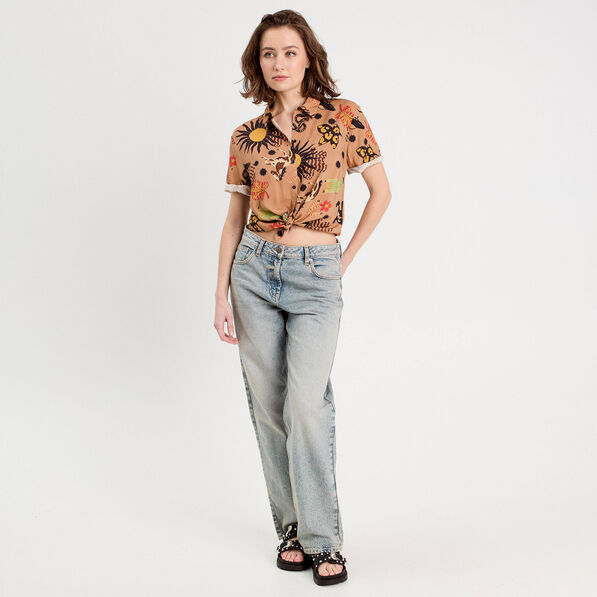 chemise manches courtes marron fonce femme Chemise manches courtes marron foncé femme