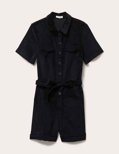 Combishort en velours noir femme
