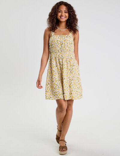 Robe évasée bretelles fines blanc femme