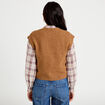 Gilet sans manches col v broderie marron femme