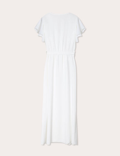 Robe longue évasée cache-coeur ecru femme