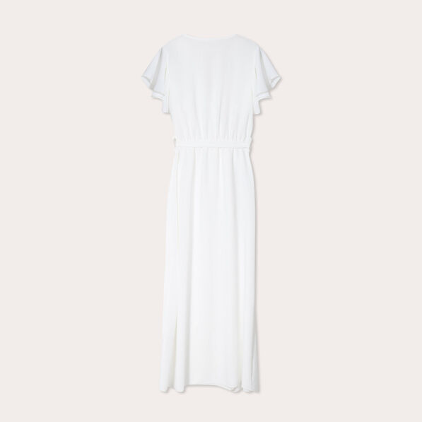 robe longue evasee cache coeur ecru femme Robe longue évasée cache-coeur ecru femme