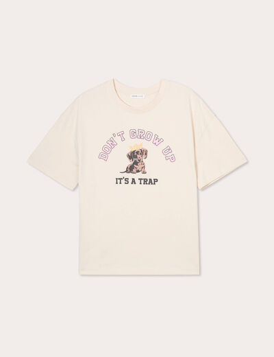 T-shirt manches courtes ecru femme