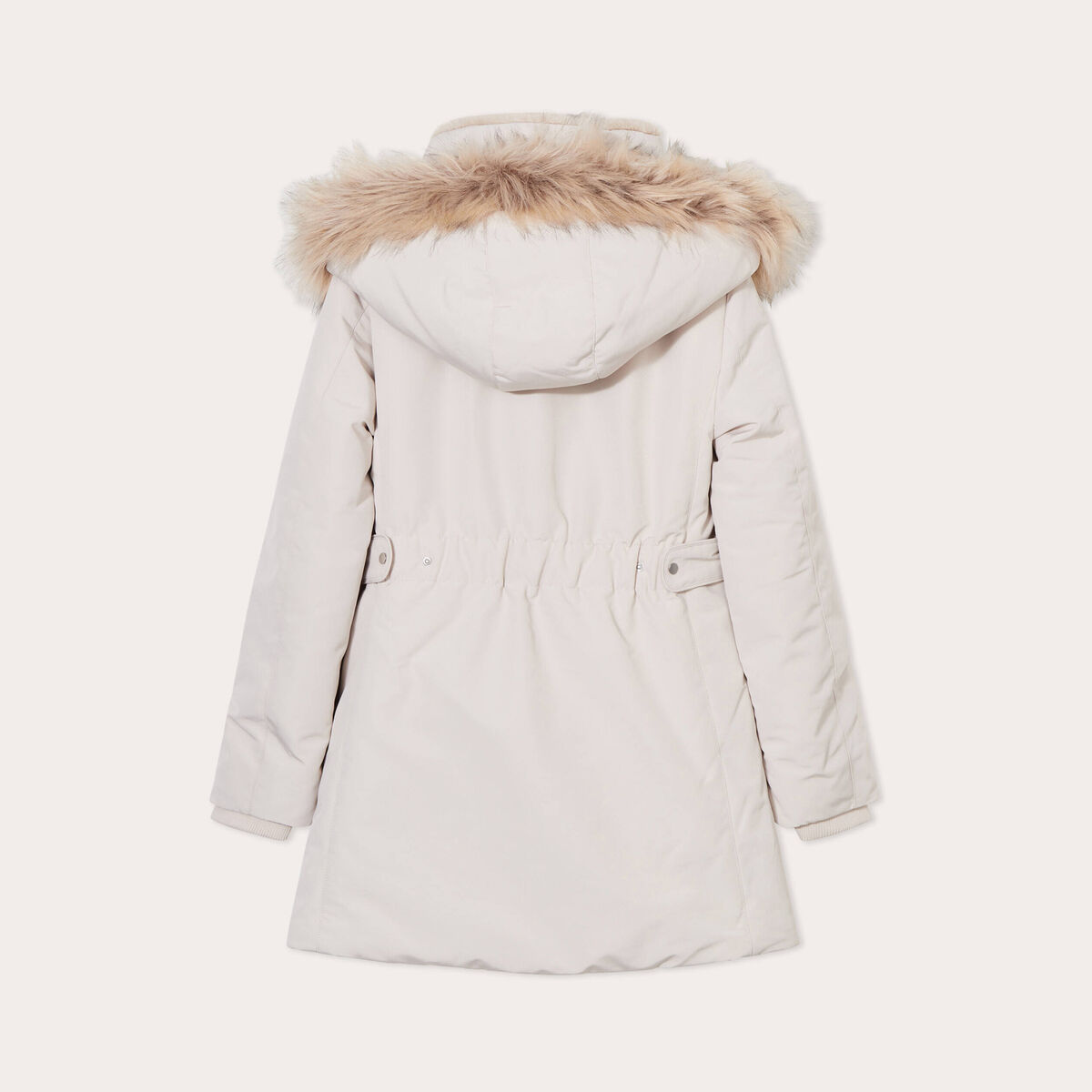 Parka droite avec capuche ecru femme