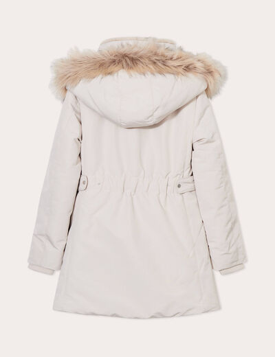Parka droite avec capuche ecru femme