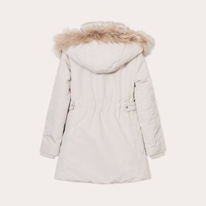 parka droite avec capuche ecru femme Parka droite avec capuche ecru femme