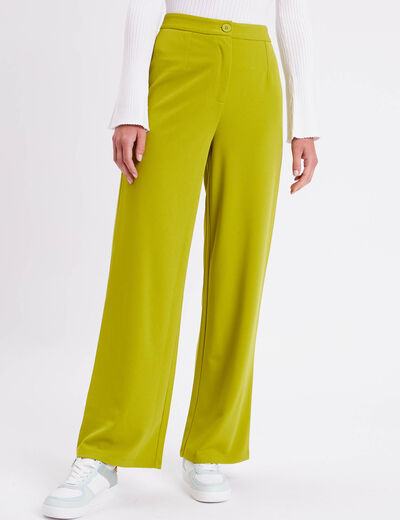 Pantalon large vert olive femme