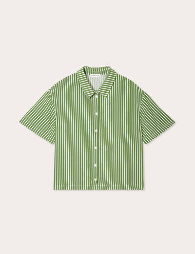 Chemise manches courtes vert kaki femme