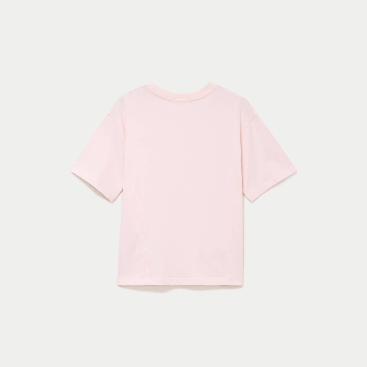 T-shirt col rond manches courtes rose clair femme