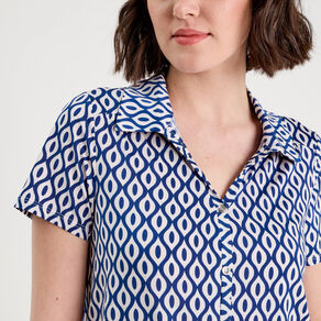 Blouse manches courtes bleu electrique femme