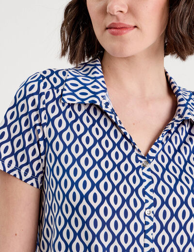 Blouse manches courtes bleu electrique femme