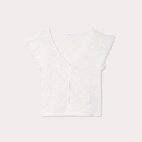 t shirt manches volants ecru femme T-shirt manches volants ecru femme