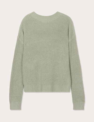 Pull avec boutons côtés vert pastel femme