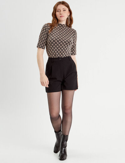 T-shirt col montant beige femme