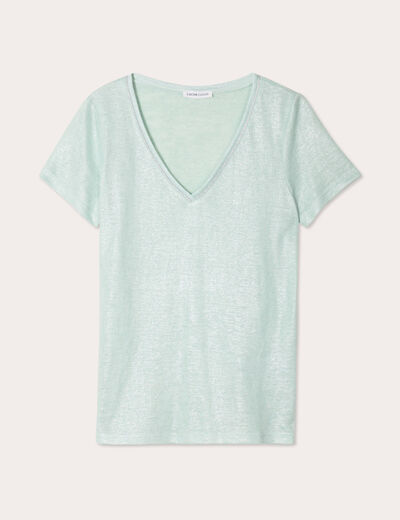T-shirt manches courtes irisé vert clair femme