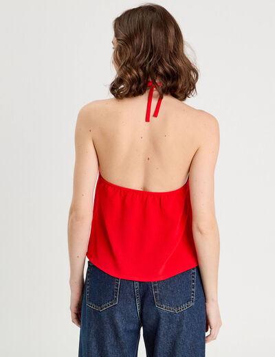 Caraco détail fleur rouge fluo femme