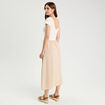 Robe longue évasée 2-en-1 beige femme