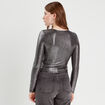 T-shirt métallisé gris argent femme
