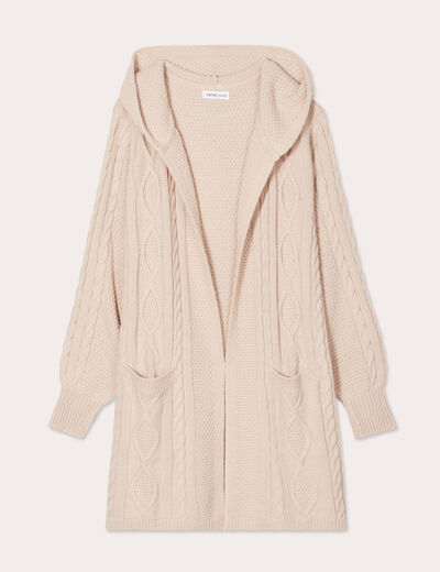 Gilet manches longues beige femme