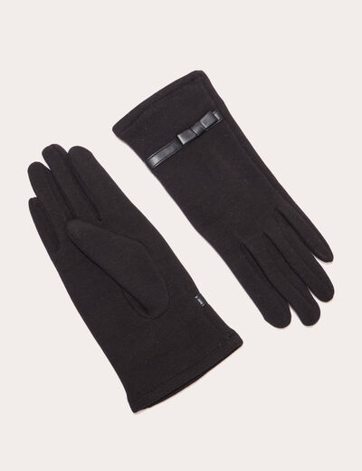 Gants détails noeuds noir femme