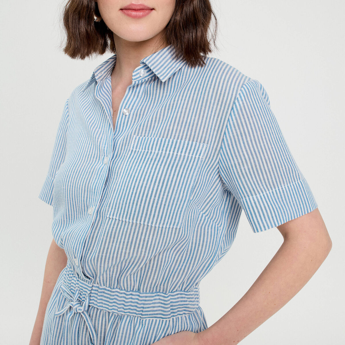 Combishort manches courtes bleu ciel femme