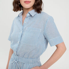 Combishort manches courtes bleu ciel femme